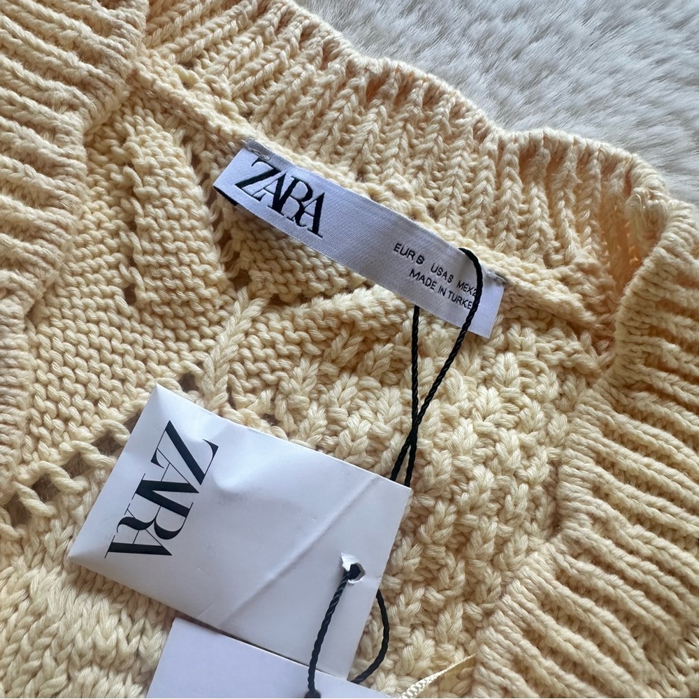Zara Women's Yellow Cardigan Sweater with Flowers - Picture 4 of 9